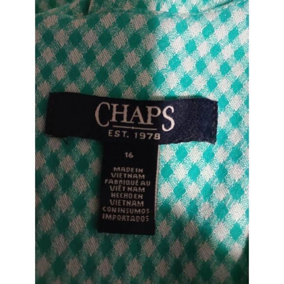 Ladies 16 Chaps Sleeveless Green Checkered Dress Career Work Office Interview - Picture 4 of 7
